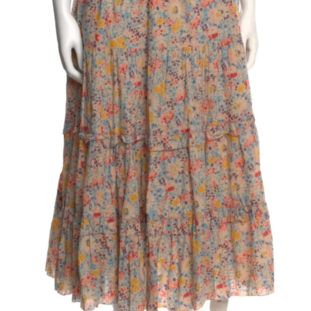 THE GREAT. Midi Floral Skirt